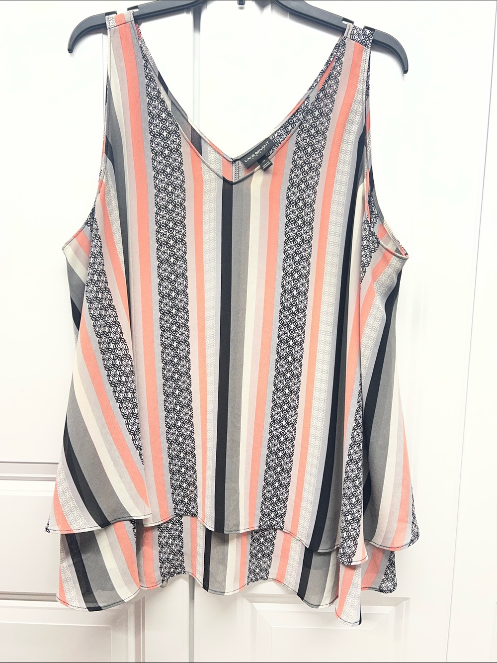 Lane Bryant Striped Geometric Tiered Layered Chiffon Cami Tank Top 22